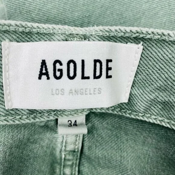 NWT AGOLDE Cooper Cargo High Rise Straight Leg Jean Sz 34 Salamander Green - Picture 9 of 16